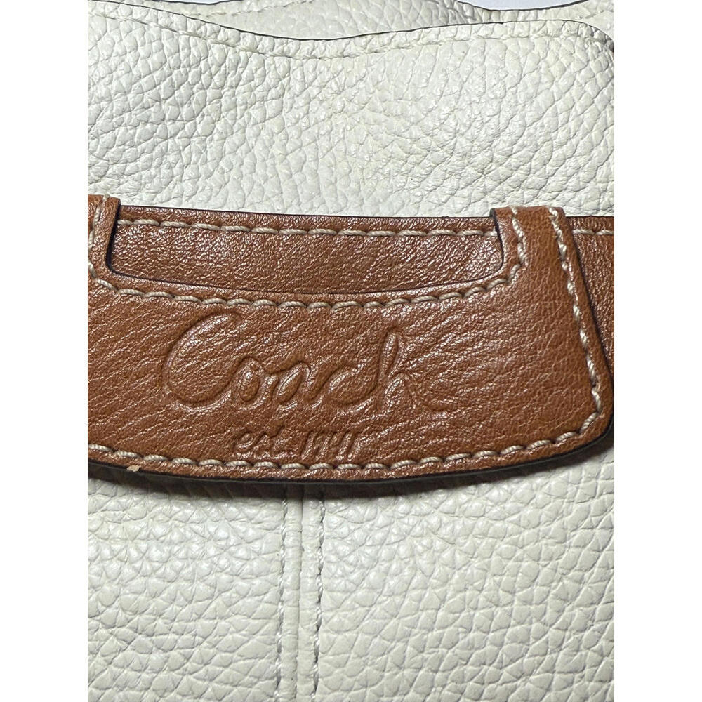 COACH 2017 Penelope Shoulder Satchel Tote Pebble Brown Ivory Leather Bag F14686 - Picture 3 of 8